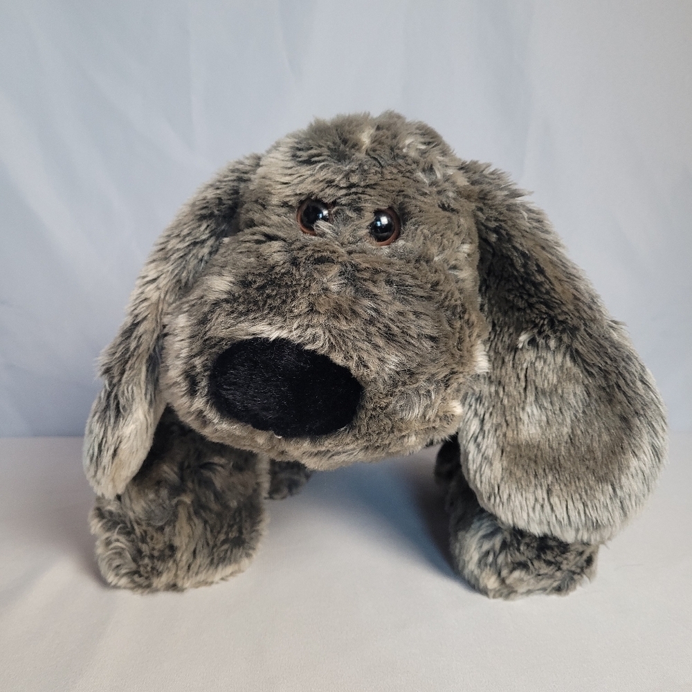 Dan Dee Large Frosted Silver Brown Black Hound Dog Plush Stuffed Animal 15"